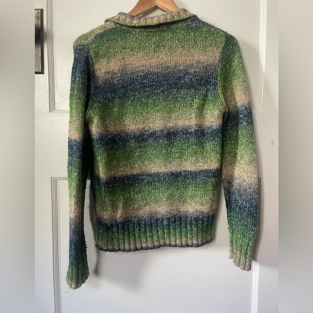 Olsen silk blend double zipper tri-coloured cardigan-Small - Picture 2 of 10
